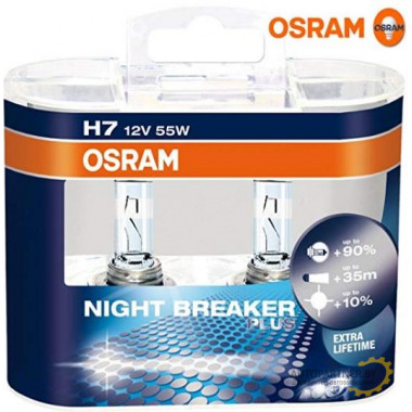 Лампа галогенная Night Breaker Plus +90% H7 12V 55W (2 шт.) OSRAM / 64210NBPHCB
