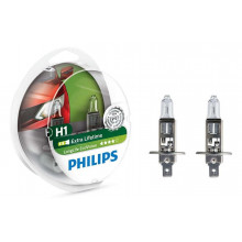 Лампа галогенная LongLife EcoVision H1 12V 55W (2 шт.) PHILIPS / 12258LLECOS2