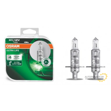 Лампа галогенная Ultra Life H1 12V 55W (2 шт.) OSRAM / 64150ULTHCB