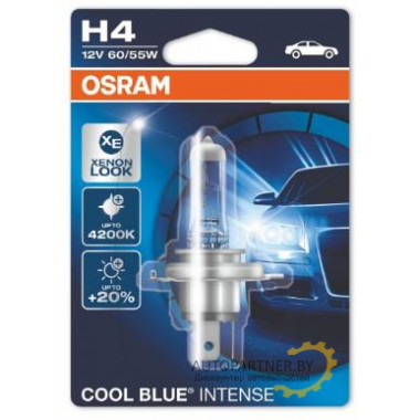 Лампа галогенная Cool Blue Intense H4 12V 60/55W OSRAM / 64193CBI01B