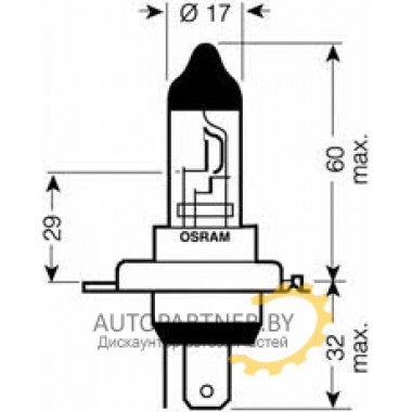 Лампа галогенная TruckStar Pro +100% H4 24V 75/70W (2 шт.) OSRAM / 64196TSPHCB