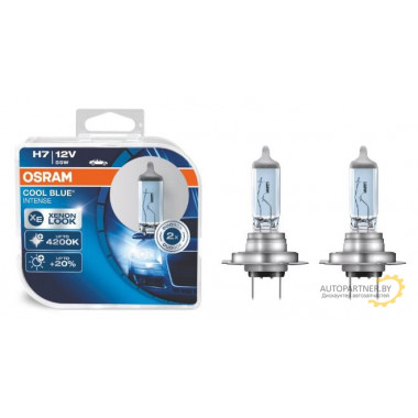 Лампа галогенная Cool Blue Intense +20% H7 12V 55W 4200K (2 шт.) OSRAM / 64210CBIHCB