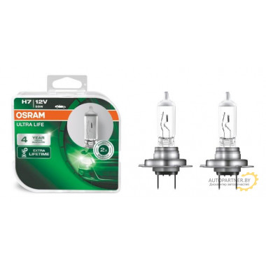 Лампа галогенная Ultra Life H7 12V 55W (2 шт.) OSRAM / 64210ULTHCB