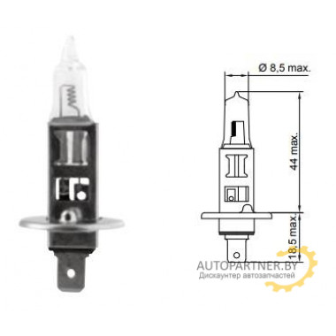 Лампа галогенная +100% More Light H1 12V 55W TESLA / B40101