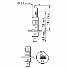 Лампа галогенная H1 12V 55W PHILIPS / 12258SPC1