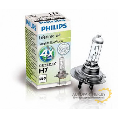 Лампа галогенная LongLife EcoVision H7 12V 55W PHILIPS / 12972LLECOC1