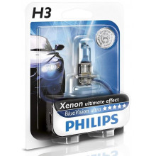 Лампа галогенная BlueVision Ultra H3 12V 55W PHILIPS / 12336BVUB1