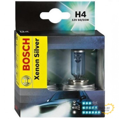 Лампа галогенная Xenon Silver H4 12V 60/55W (2 шт.) BOSCH / 1987301081