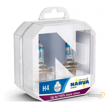 Лампа накаливания SET H4 12V 60/55 W P43t RANGE POWER +110 (к-т 2шт) NARVA / 48061S2