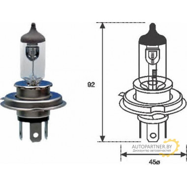 Лампа галогенная H4 12V 60/55W MAGNETI MARELLI / 002555100000