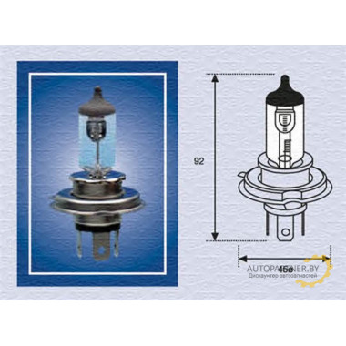 Лампа галогенная H4 12V 100/80W MAGNETI MARELLI / 002559100000