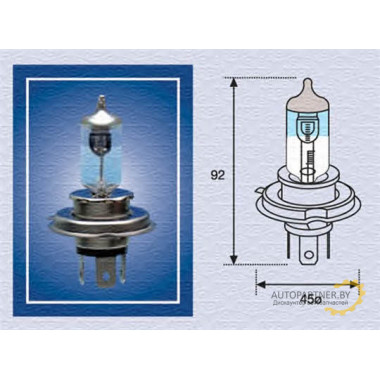 Лампа галогенная H4 12V 60/55W MAGNETI MARELLI / 002585100000