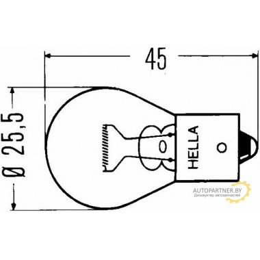 Лампа накаливания R12V/18W 12V 18W HELLA / 8GA002072121