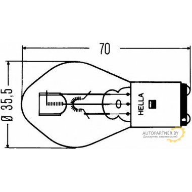 Лампа галогенная S2 24V 45/40W HELLA / 8GD002084251