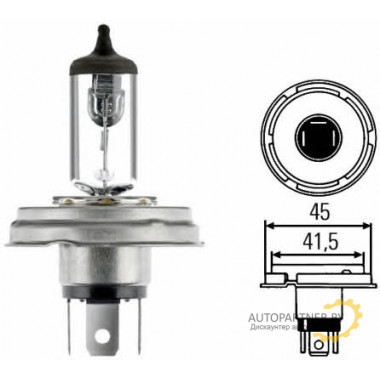 Лампа галогенная R2 (Bilux) 12V 45/40W HELLA / 8GD002088143