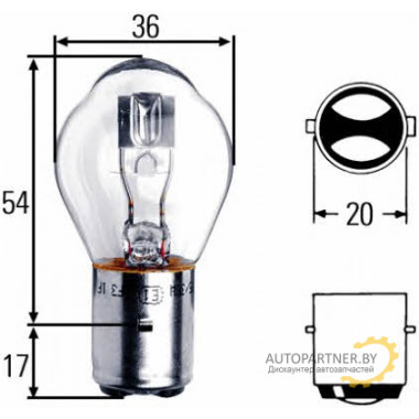 Лампа галогенная S1 12V 25/25W HELLA / 8GD008897121