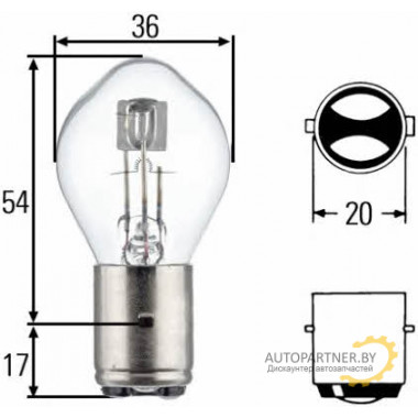 Лампа галогенная S2 6V 35/35W HELLA / 8GD008898061