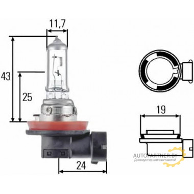 Лампа галогенная H11 12V 55W HELLA / 8GH008358121
