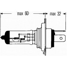 Лампа галогенная H4 12V 60/55W HELLA / 8GJ002525136