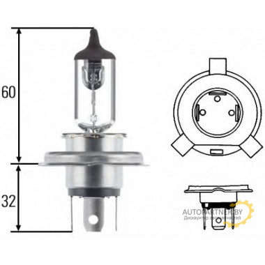 Лампа галогенная H4 12V HELLA / 8GJ002525898