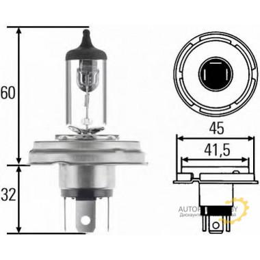 Лампа галогенная H4 12V 60/55W HELLA / 8GJ004173121