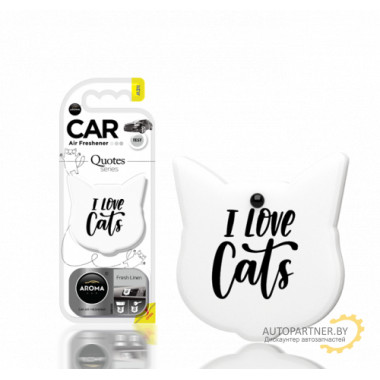 Ароматизатор воздуха полимерный Aroma Car Polymers Quotes Cat Fresh Linen (Кот с цитатой, аромат свежего белья) AROMA CAR (Польша) / 83195
