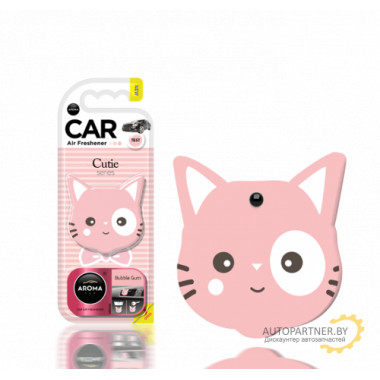 Ароматизатор воздуха полимерный Aroma Car Polymers Cutie Cat Bubble Gum (Милый котик, аромат бабл гам) AROMA CAR (Польша) / 83192