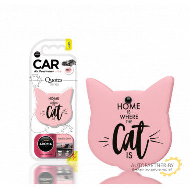 Ароматизатор воздуха полимерный Aroma Car Polymers Quotes Cat Bubble Gum (Кот с цитатой, аромат бабл гам) AROMA CAR (Польша) / 83197