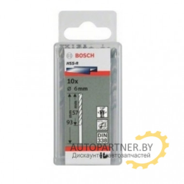 Набор сверл по металлу HSS-R 6 мм, 10 шт. 2607018425 BOSCH