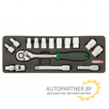 Набор-сет головок 1/2" 8-24мм шестигранных 15 предметов TOPTUL (GCAT1502)