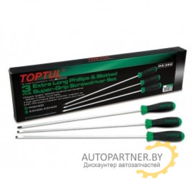 Набор отверток 3шт EXTRA LONG (SL5,5 SL6,5 PH2) 400mm TOPTUL (GAAE0306)