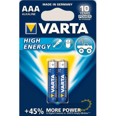 Батарейка VARTA 2ШТ HIGH ENERGY 2 AAA 1.5V  (Германия) / 04903113412