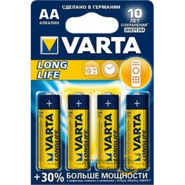 Батарейка VARTA 4ШТ LONGLIFE 4 AA  (Германия) / 04106113414