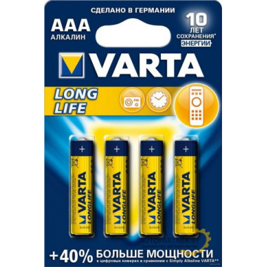 Батарейка VARTA LONGLIFE 4 AAA, 4шт VARTA (Германия) / 04103113414