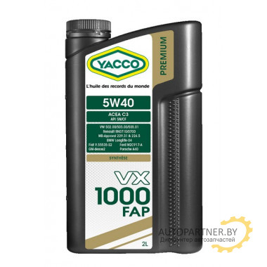 МАСЛО МОТОРНОЕ YACCO 5W40 VX 1000 FAP (2л)
