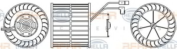 Вентилятор салона BEHR HELLA SERVICE 8EW 009 100-011 Вентилятор салона BEHR HELLA SERVICE 8EW 009 100-011