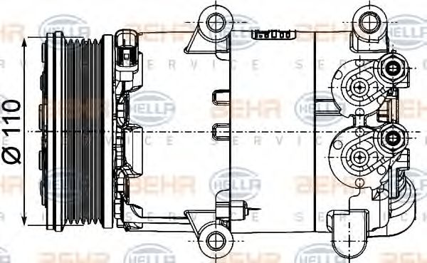 Компрессор, кондиционер BEHR HELLA SERVICE 8FK 351 334-371 Компрессор, кондиционер BEHR HELLA SERVICE 8FK 351 334-371