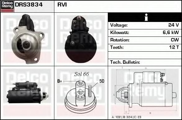 DELCO REMY DRS3834