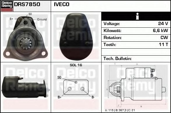 DELCO REMY DRS7850