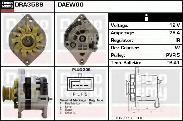 DELCO REMY DRA3589