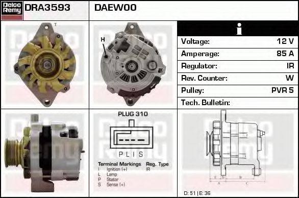 DELCO REMY DRA3593