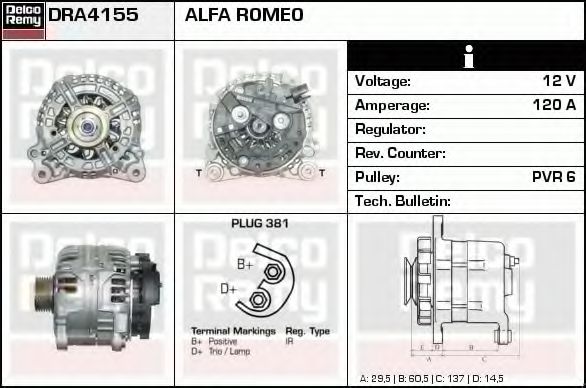 DELCO REMY DRA4155