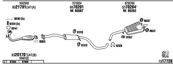 Система выпуска ОГ WALKER FO30844 Система выпуска ОГ WALKER FO30844
