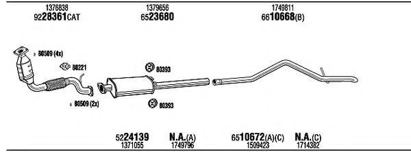 Система выпуска ОГ FONOS FOK19591AA Система выпуска ОГ FONOS FOK19591AA