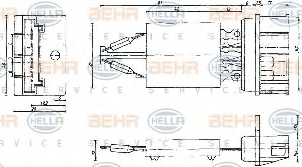 Сопротивление, вентилятор салона HELLA 9ML 351 332-401 Сопротивление, вентилятор салона HELLA 9ML 351 332-401