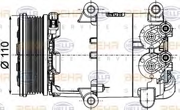Компрессор, кондиционер HELLA 8FK 351 334-371 Компрессор, кондиционер HELLA 8FK 351 334-371