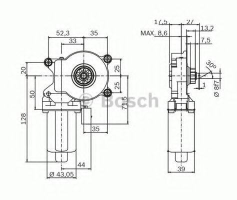 Электродвигатель, стеклоподъемник BOSCH 0 130 821 492 Электродвигатель, стеклоподъемник BOSCH 0 130 821 492