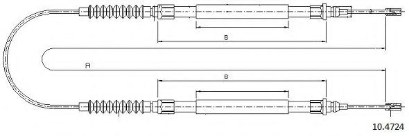 Трос, стояночная тормозная система CABOR 10.4724 Трос, стояночная тормозная система CABOR 10.4724