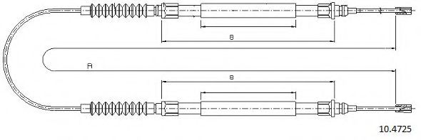 Трос, стояночная тормозная система CABOR 10.4725 Трос, стояночная тормозная система CABOR 10.4725