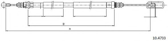 Трос, стояночная тормозная система CABOR 10.4733 Трос, стояночная тормозная система CABOR 10.4733